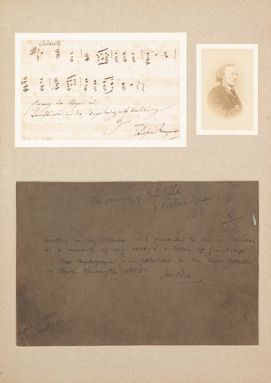 Autograph musical quotation mounted with carte-de-visite photograph of ...