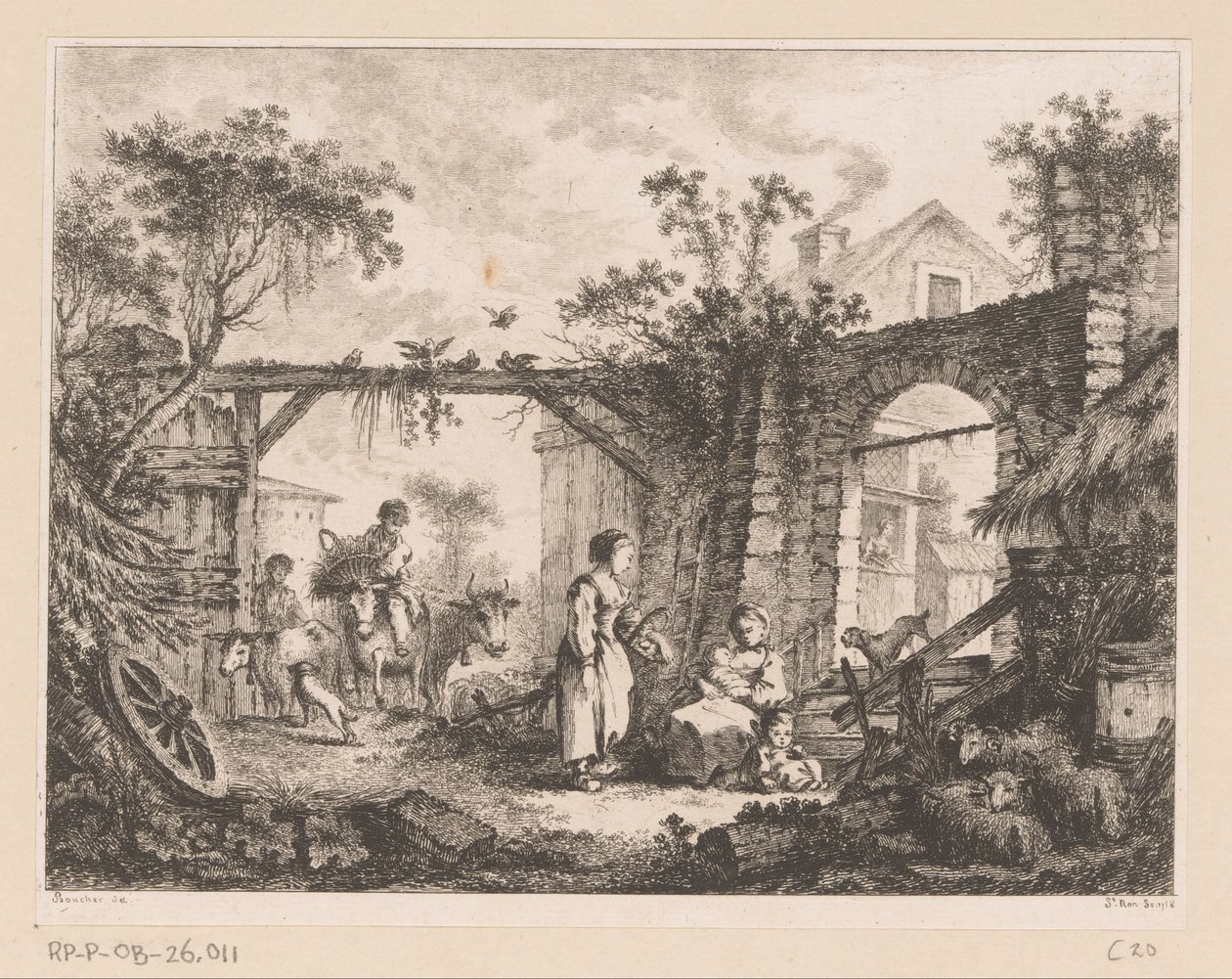 View of a Courtyard with a View Through a Gate to a House by Richard de Saint Non