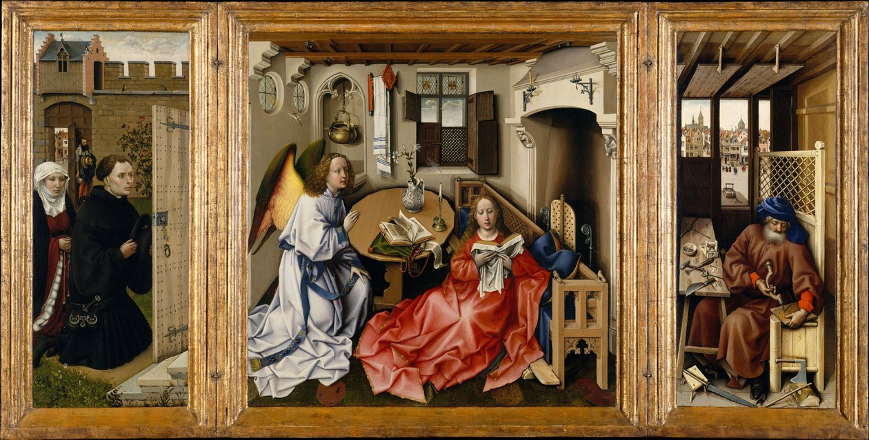 Triptych with the Annunciation, Known as the Merode Altarpiece by Robert Campin