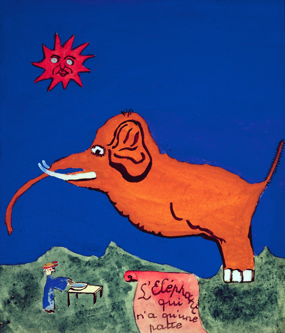 The Elephant with Only One Leg, illustration for the handwritten collection of poems 