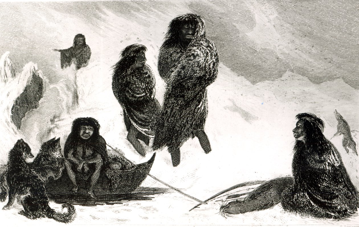 Fuegians Going to Trade in Zapallos with the Patagonians, Engraved by T. Lanseer 1838 by Robert Fitzroy