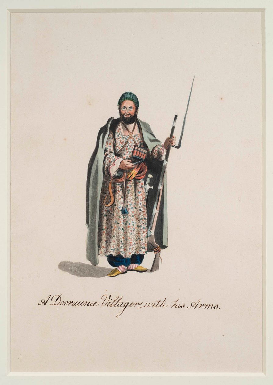 A Dooraunee Villager with His Arms, 1815 by Robert Melville Grindlay