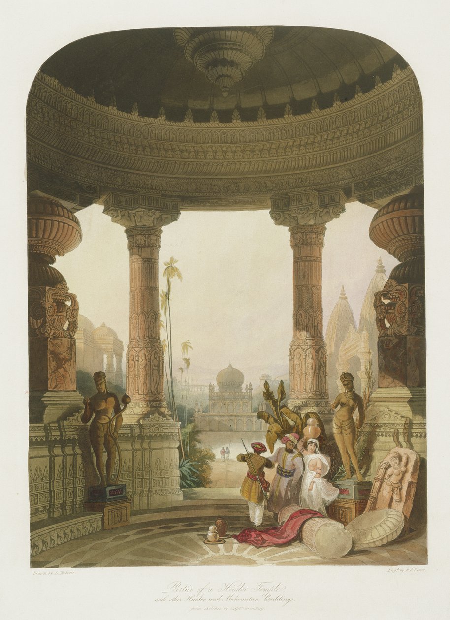 Portico of a Hindu Temple, with Other Hindu and Muslim Buildings by Robert Melville Grindlay