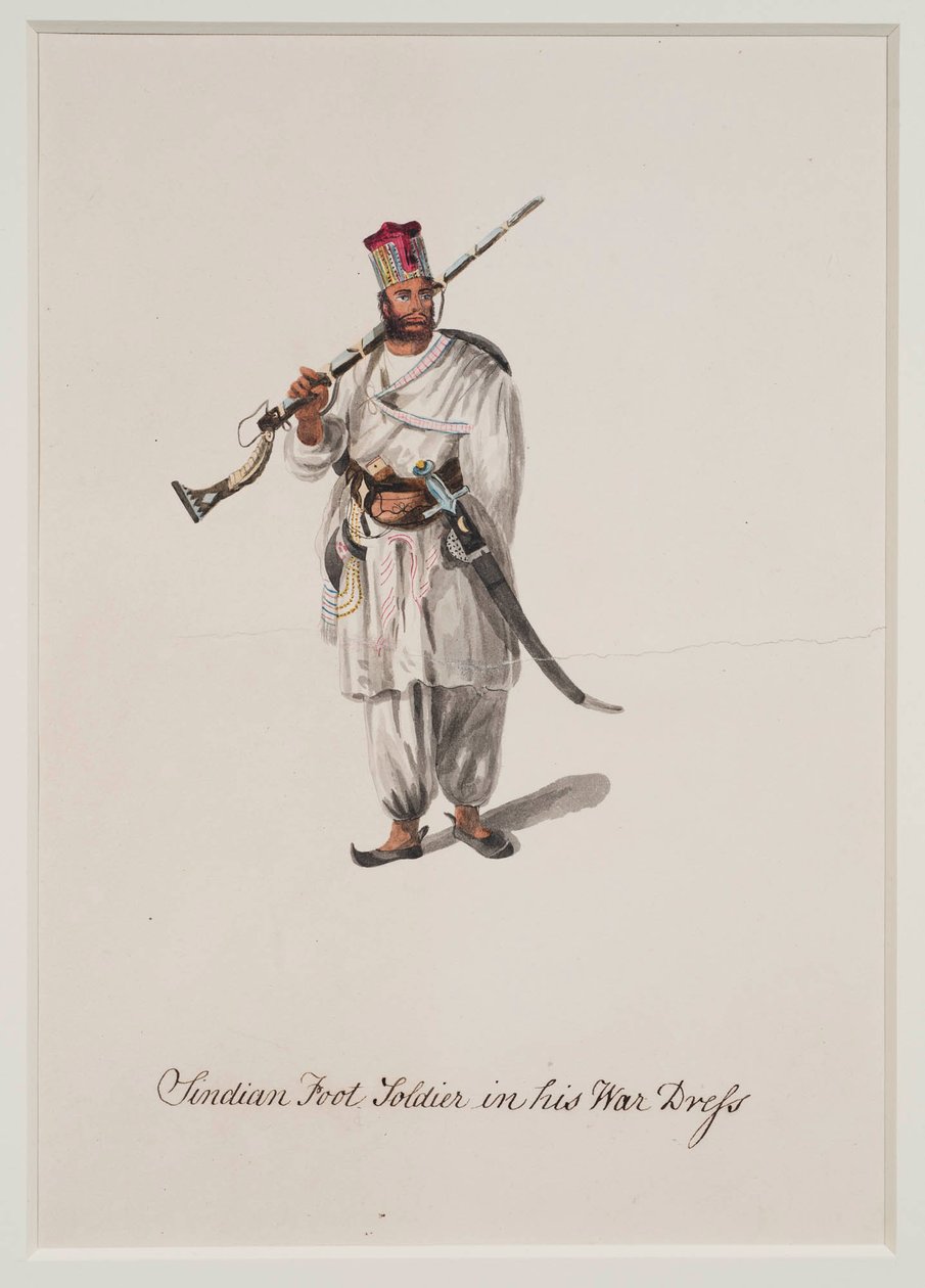 Sindian Foot Soldier in His War Dress, 1815 by Robert Melville Grindlay