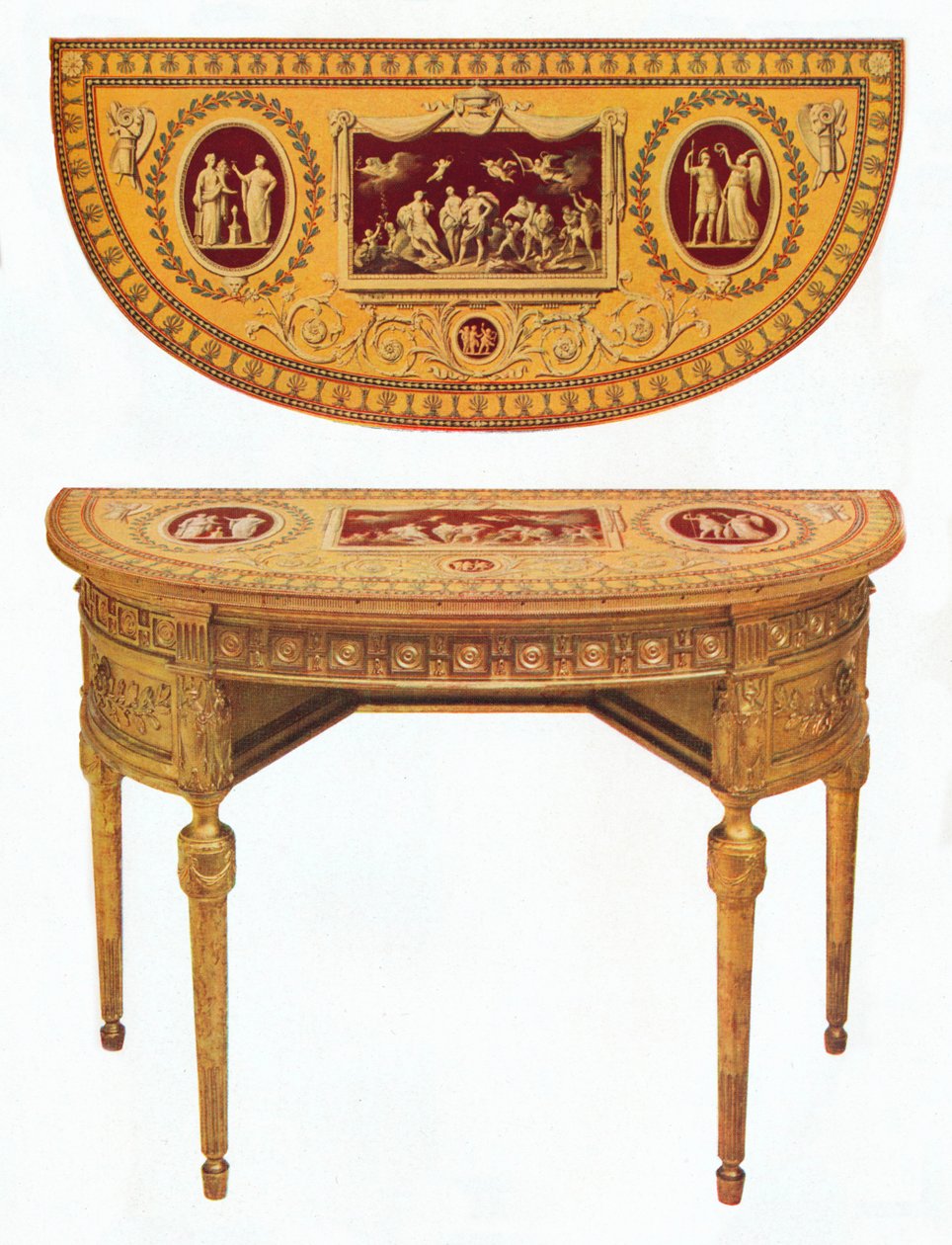 One of a Pair of Adam Side-Tables, the Top Painted in the Manner of Pergolesi by Robert Adam