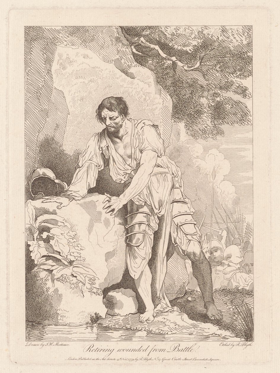 Retiring Wounded from Battle by Robert Blyth, after John Hamilton Mortimer