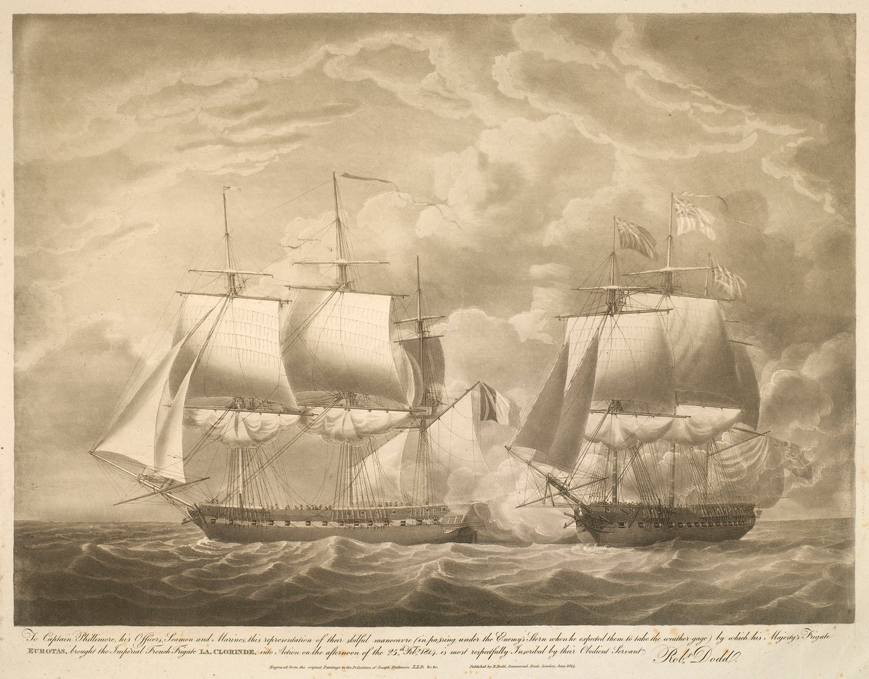To Captain Phillimore, his Officers, Seamen and Marines, this Representation of their Skilful Manoeuvre by Robert Dodd