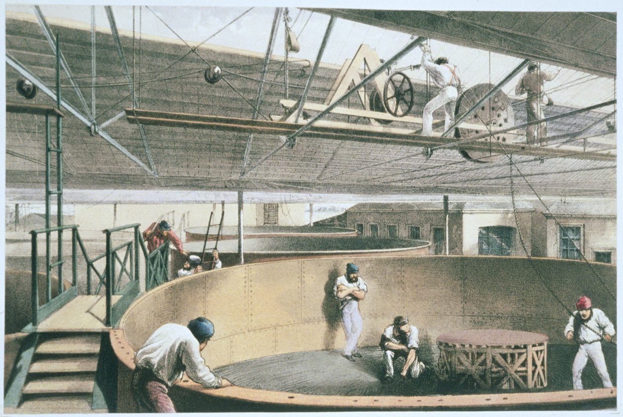 Coiling the Telegraph Cable in the Tanks at the Works in Greenwich, from 