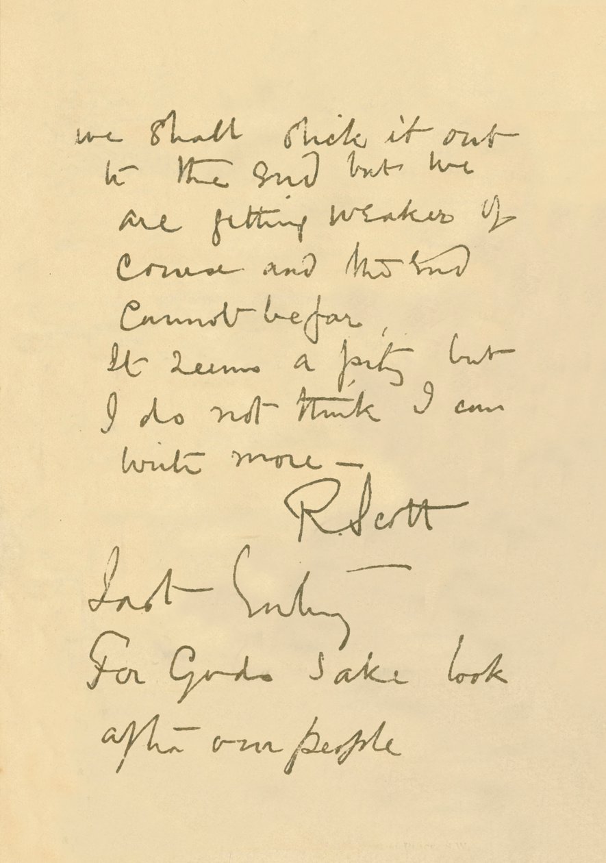 Facsimile of Message to the Public, 29 March 1912, 1913 by Robert Falcon Scott