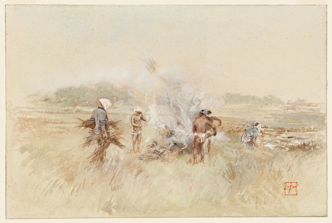 At Work Heaping Brush on Smouldering Fires by Robert Frederick Blum