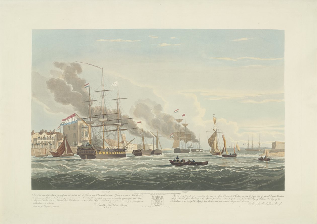 Departure of Twelve Dutch Merchant Ships from the Port of Portsmouth, 1833 (Plate 2) by Robert Havell (II)