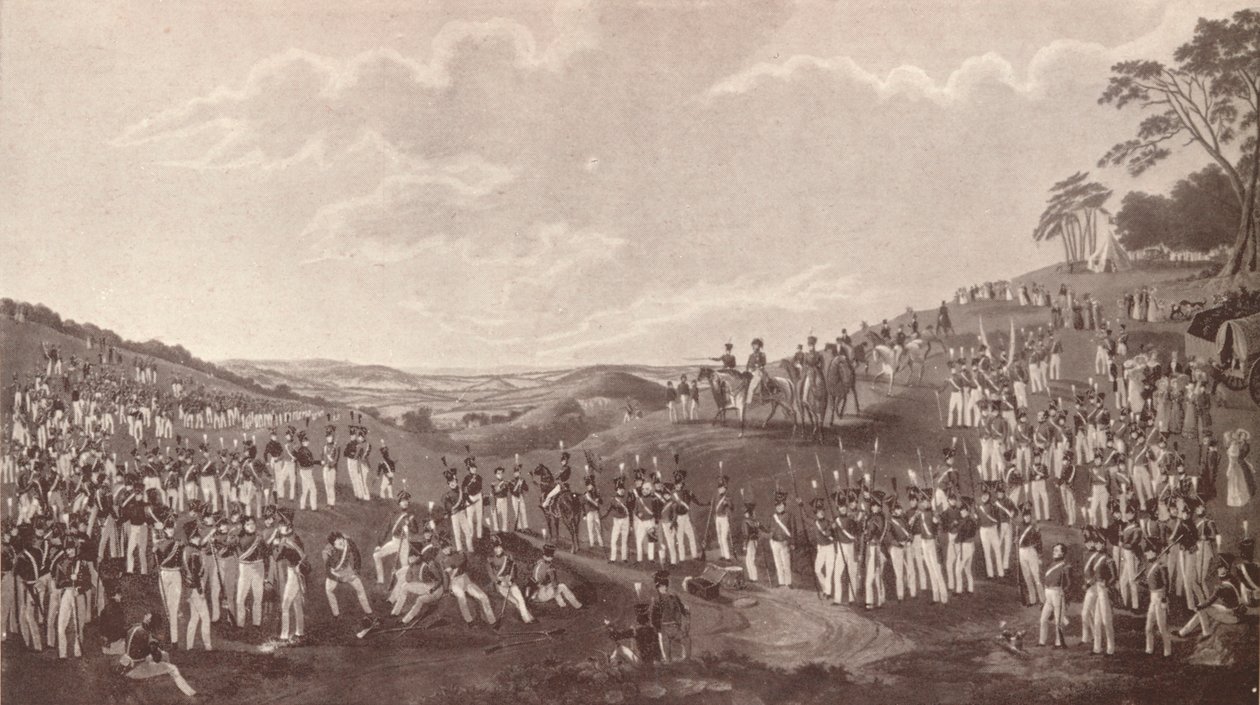 The Hon. Artillery Company Assembled for Ball Practice at Childs Hill, c1820-1870, 1909 by Robert Havell