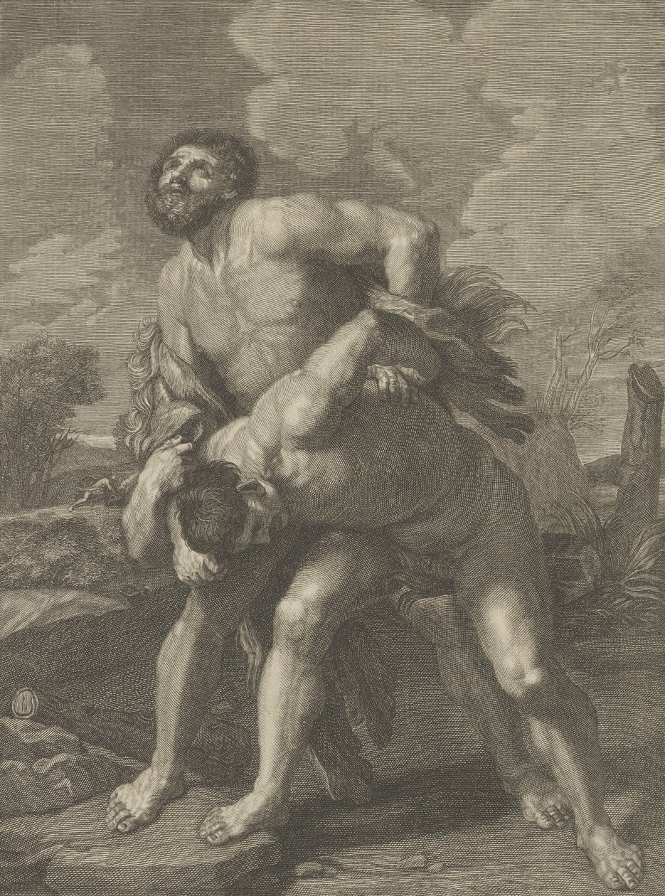 Hercules Wearing a Lion Skin and Fighting Achelous, a Landscape in the ...