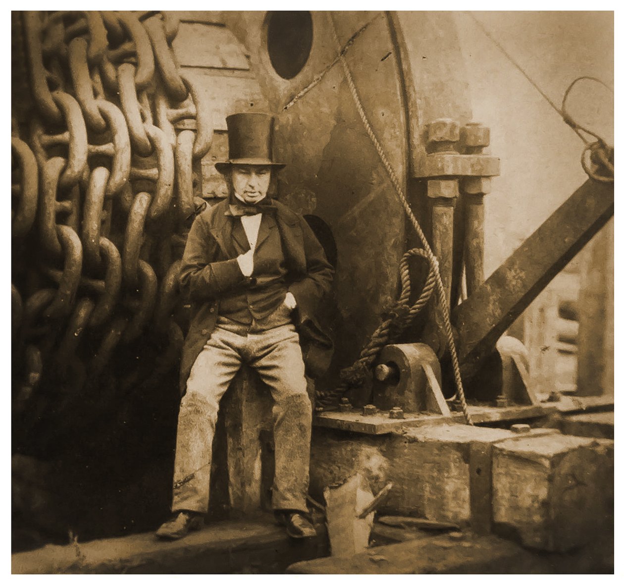 Isambard Kingdom Brunel by the launching chains of the SS Great Eastern by Robert Howlett