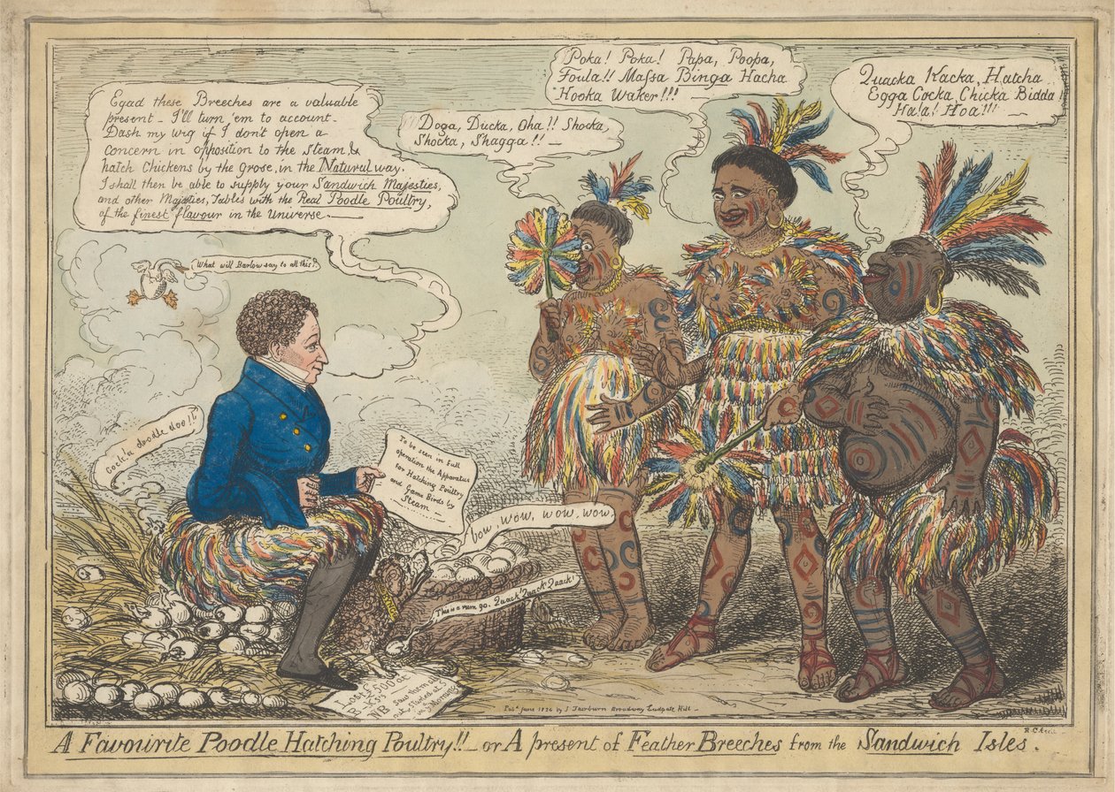 A Favorite Poodle Hatching Poultry!! - or A Present of Feather Breeches from the Sandwich Isles by Robert Isaac Cruikshank