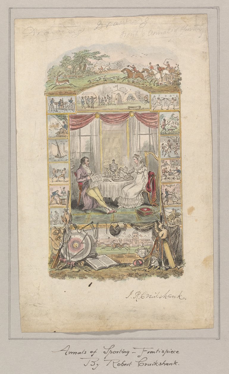Design for the Frontispiece of the Annals of Sporting and Fancy Gazette, Volume 1 by Robert Isaac Cruikshank