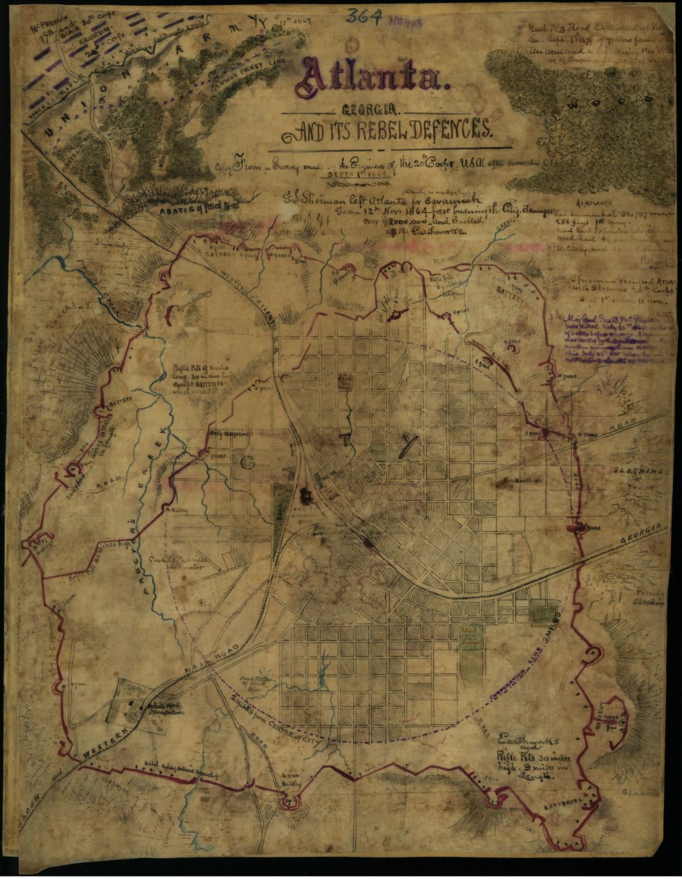 Atlanta, Georgia and its Rebel Defenses by Robert Knox Sneden