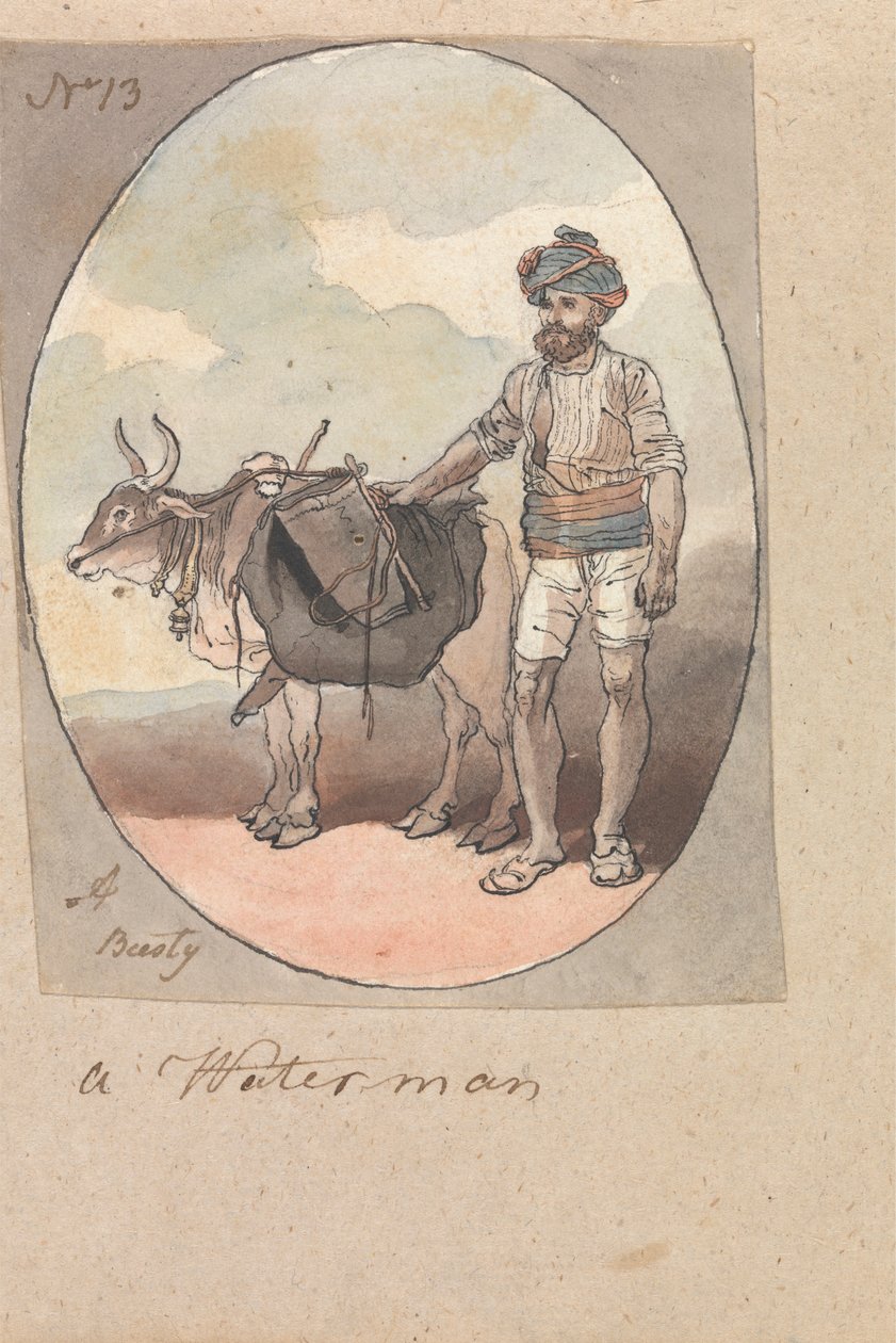 A Waterman with his Ox or Bullock by Robert Mabon