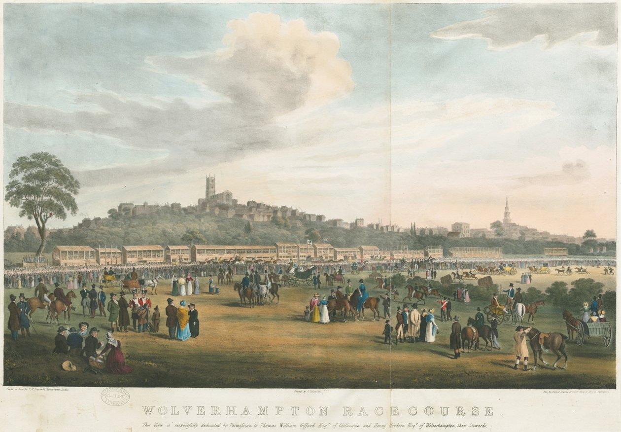 Race Course (coloured lithograph) by Robert Noyes