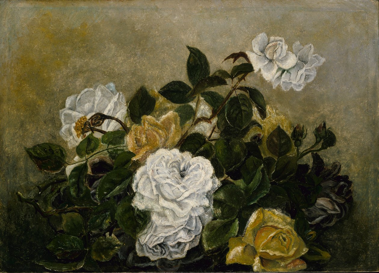 Roses--Fancy Still Life, Still Life with Roses by Robert S. Duncanson