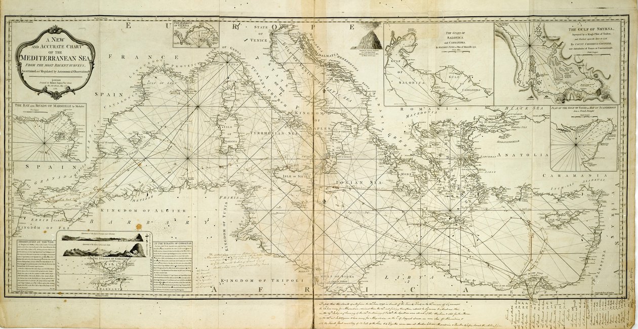 A new and accurate chart of the Mediterranean Sea from the most recent surveys, ascertained and regulated by astronomical observations by Robert Sayer