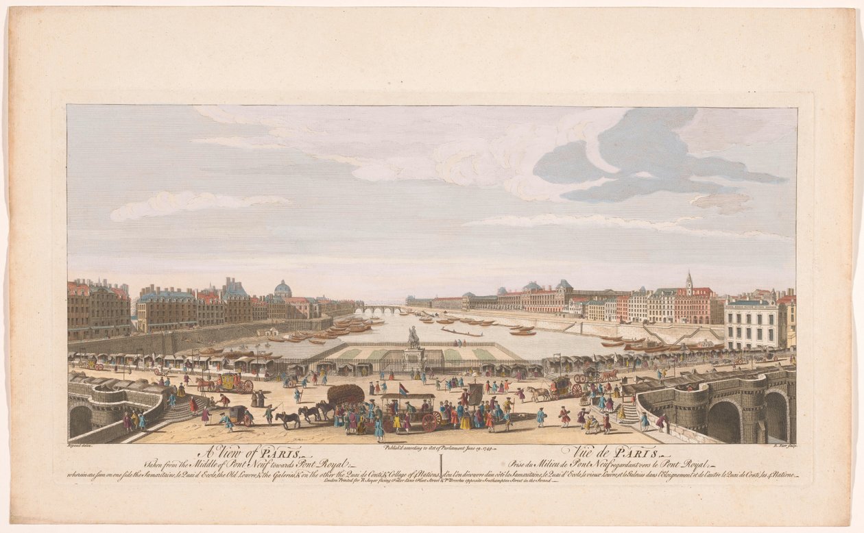 View of the Pont Neuf over the Seine in Paris, Looking Towards the Pont Royal by Robert Sayer