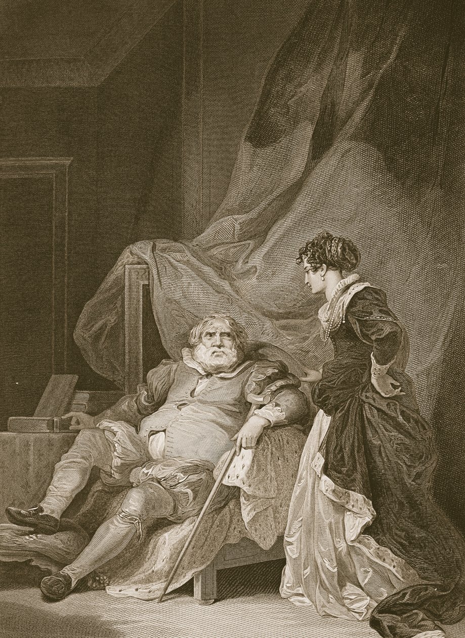 Henry the 8th and Catherine Parr, engraved by George Noble, illustration from David Hume