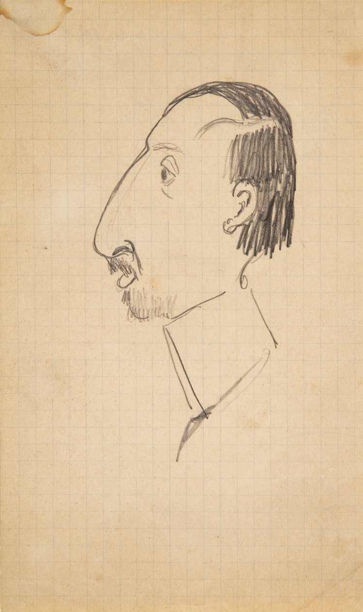 Caricature of Karl Isakson, Profile to the Left by Robert Storm Petersen