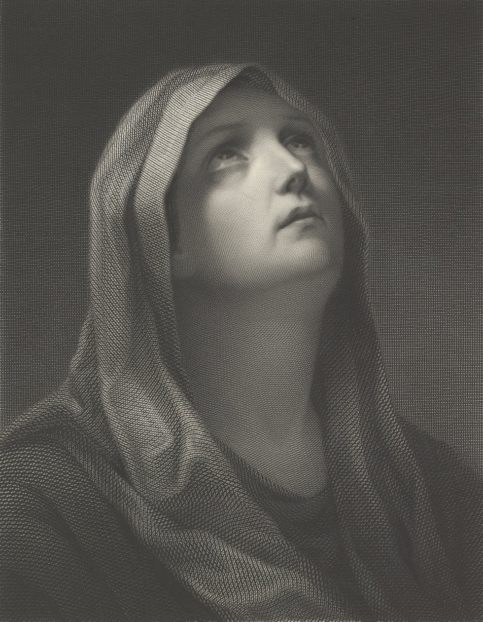 Head of the Virgin Looking Up to the Right, after Reni, 1869 by Robert Trossin