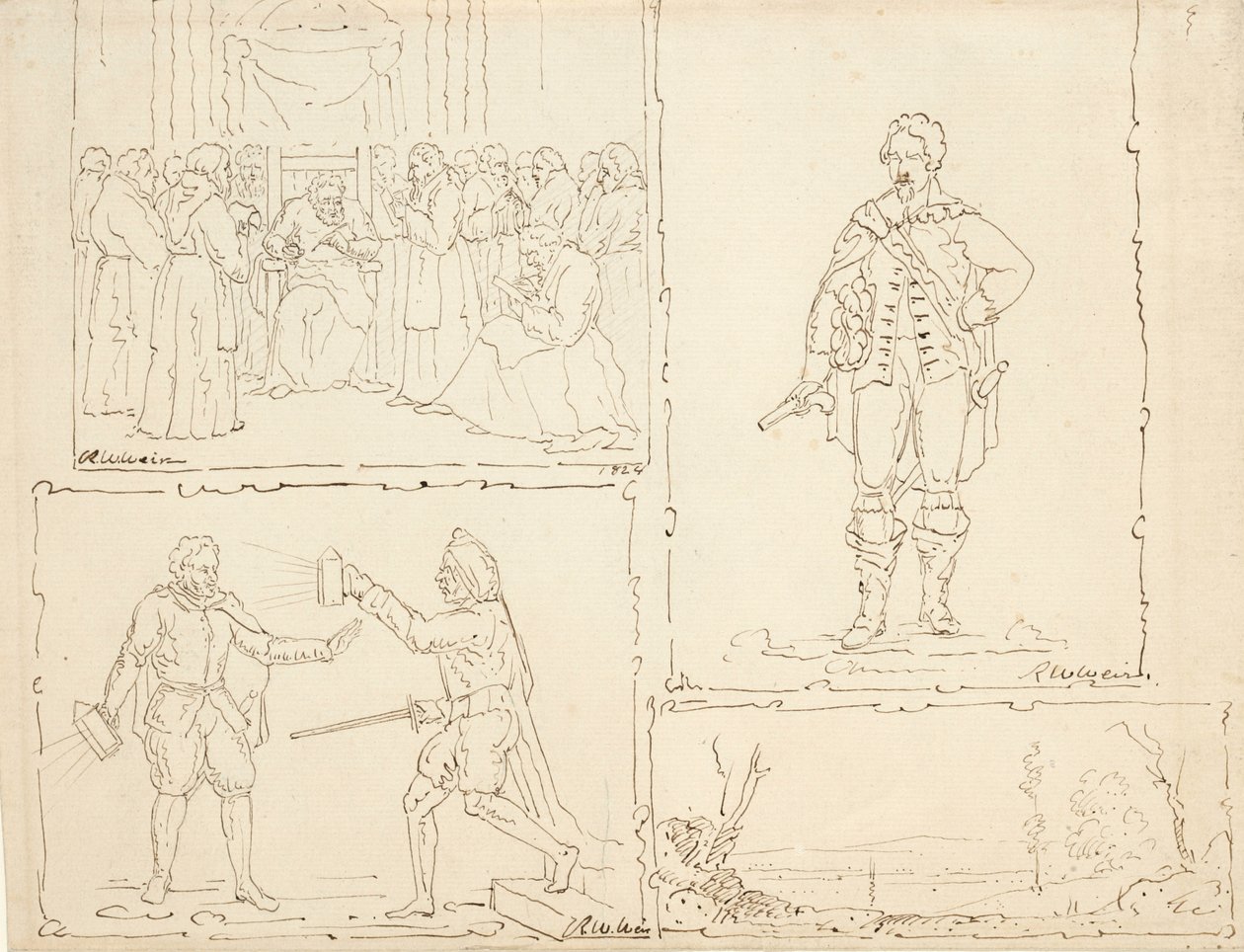 Four sketches by Robert Walter Weir