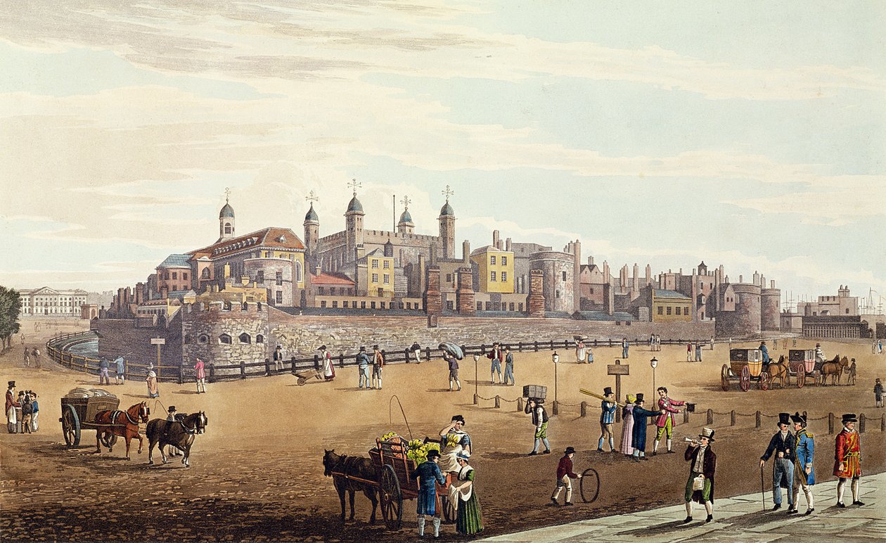 View of the Tower of London and the Mint, published by Colnaghi and Co by Robert the Elder and Younger Havell