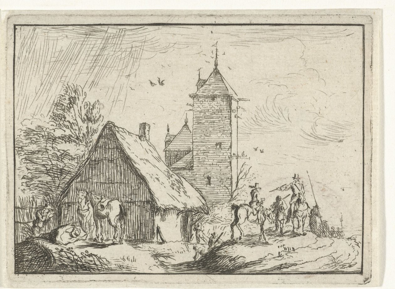 Riders near a Tower by Robert van den Hoecke