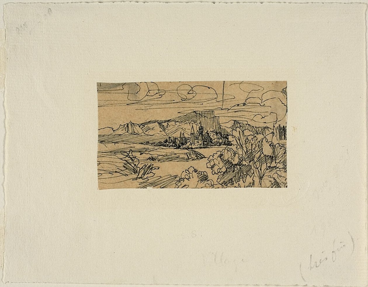 Cathedral and Village on a Lake by Rodolphe Bresdin