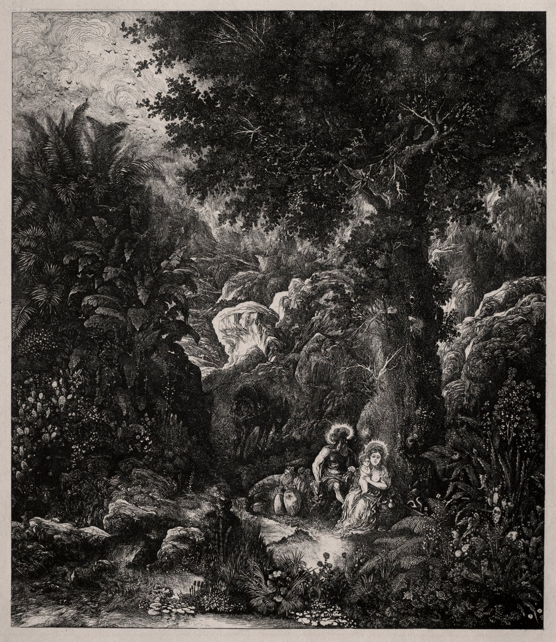 Rest on the Flight into Egypt with a Saddled Donkey by Rodolphe Bresdin