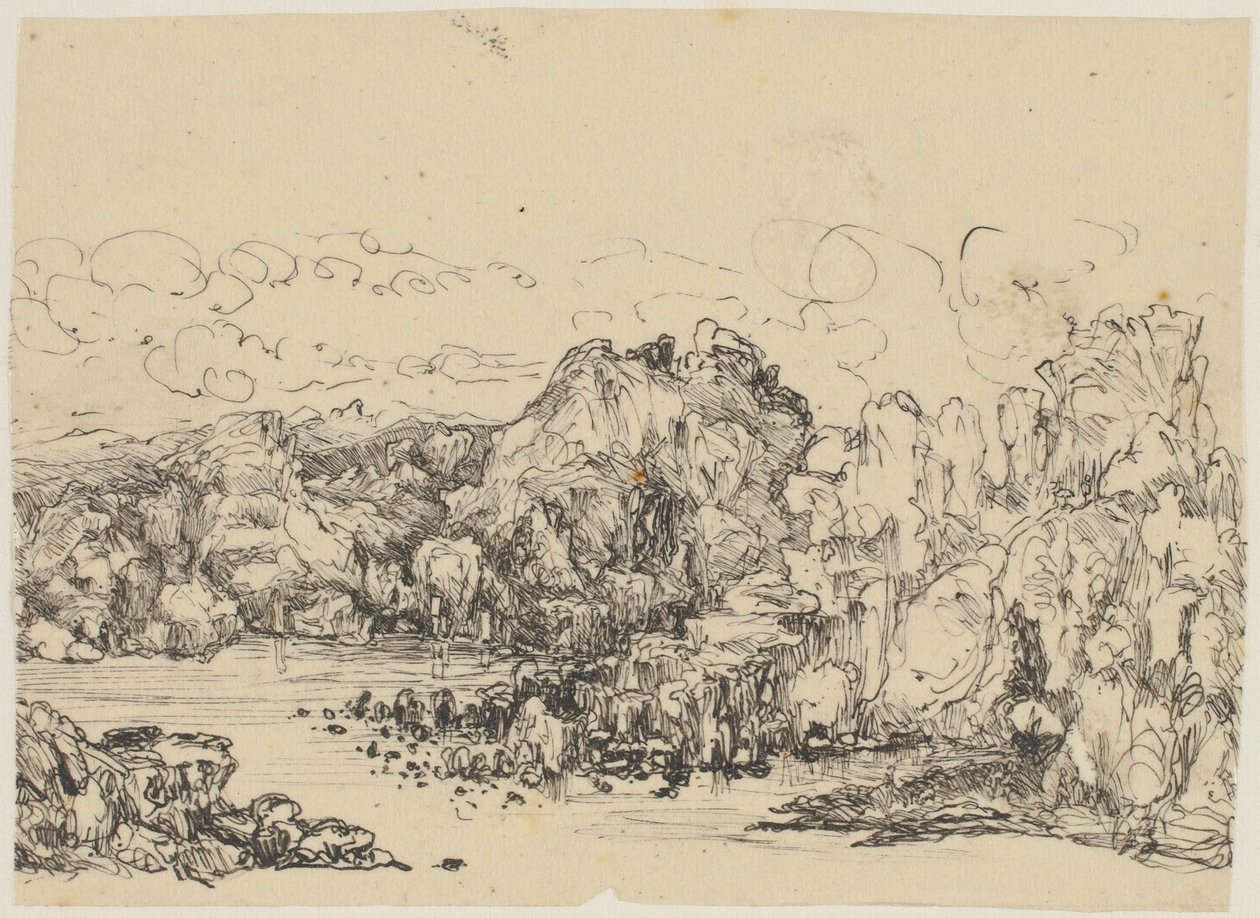 Rocks by the Sea by Rodolphe Bresdin