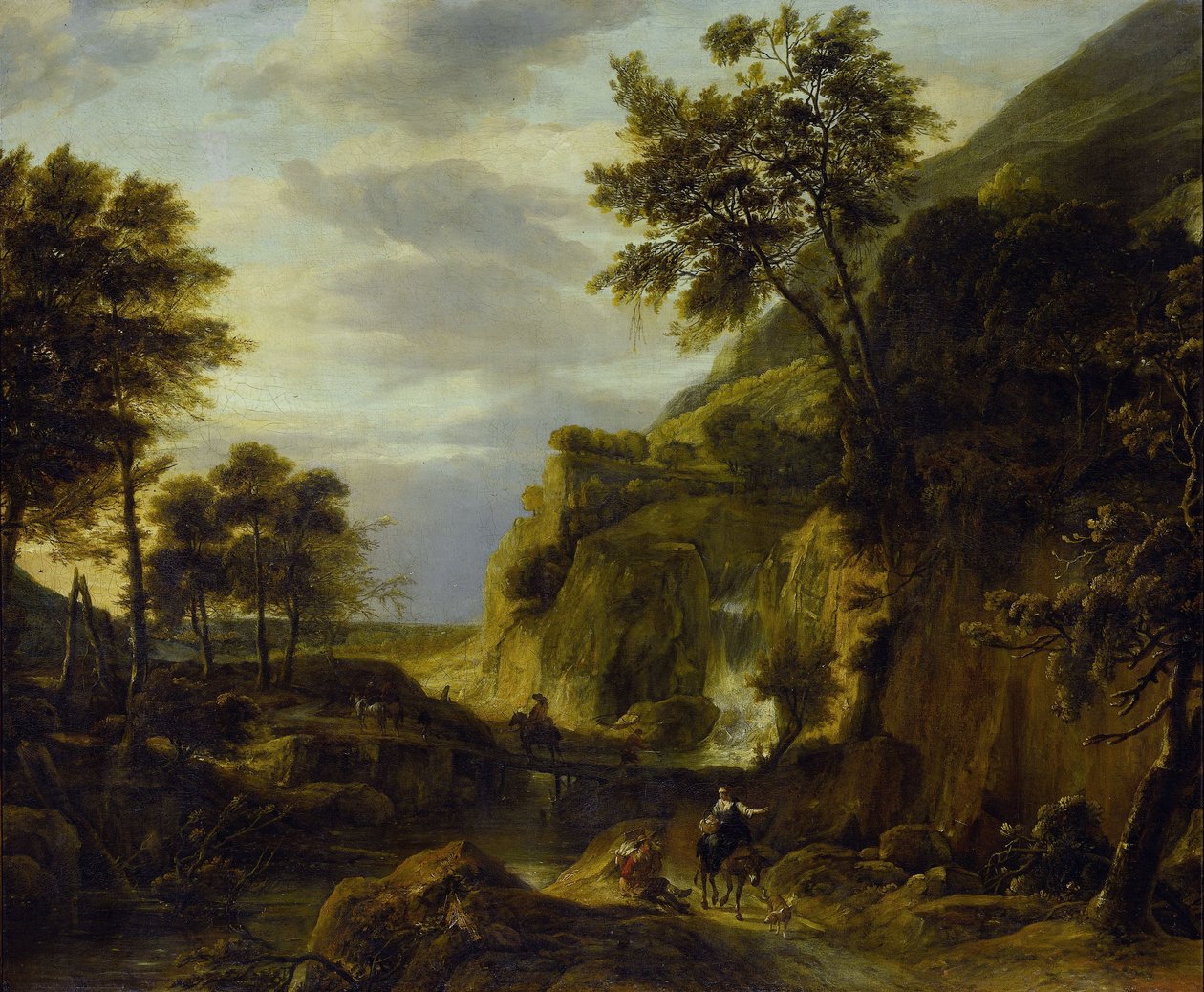 Mountainous Landscape with Waterfall by Roelandt Roghman