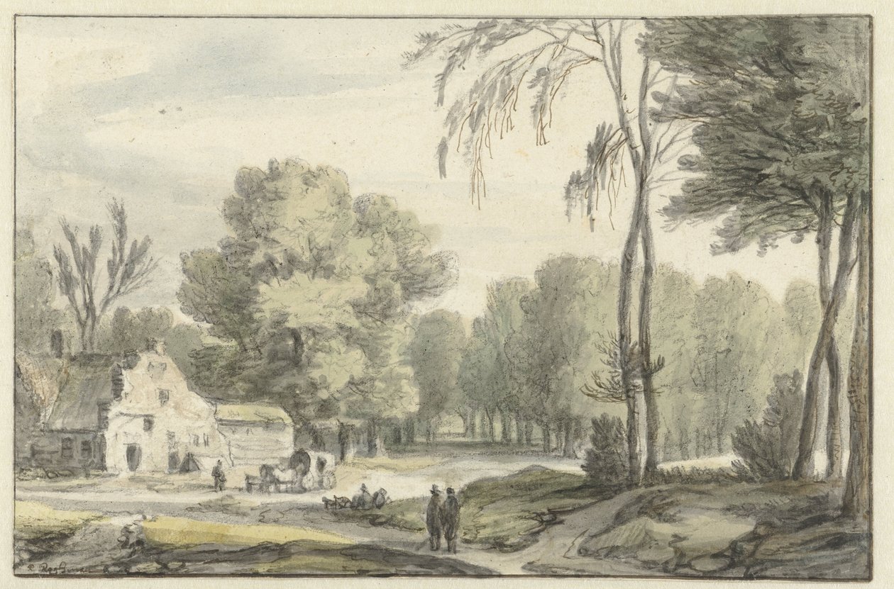 Landscape with a Carriage in Front of a Farmhouse by Roelant Roghman