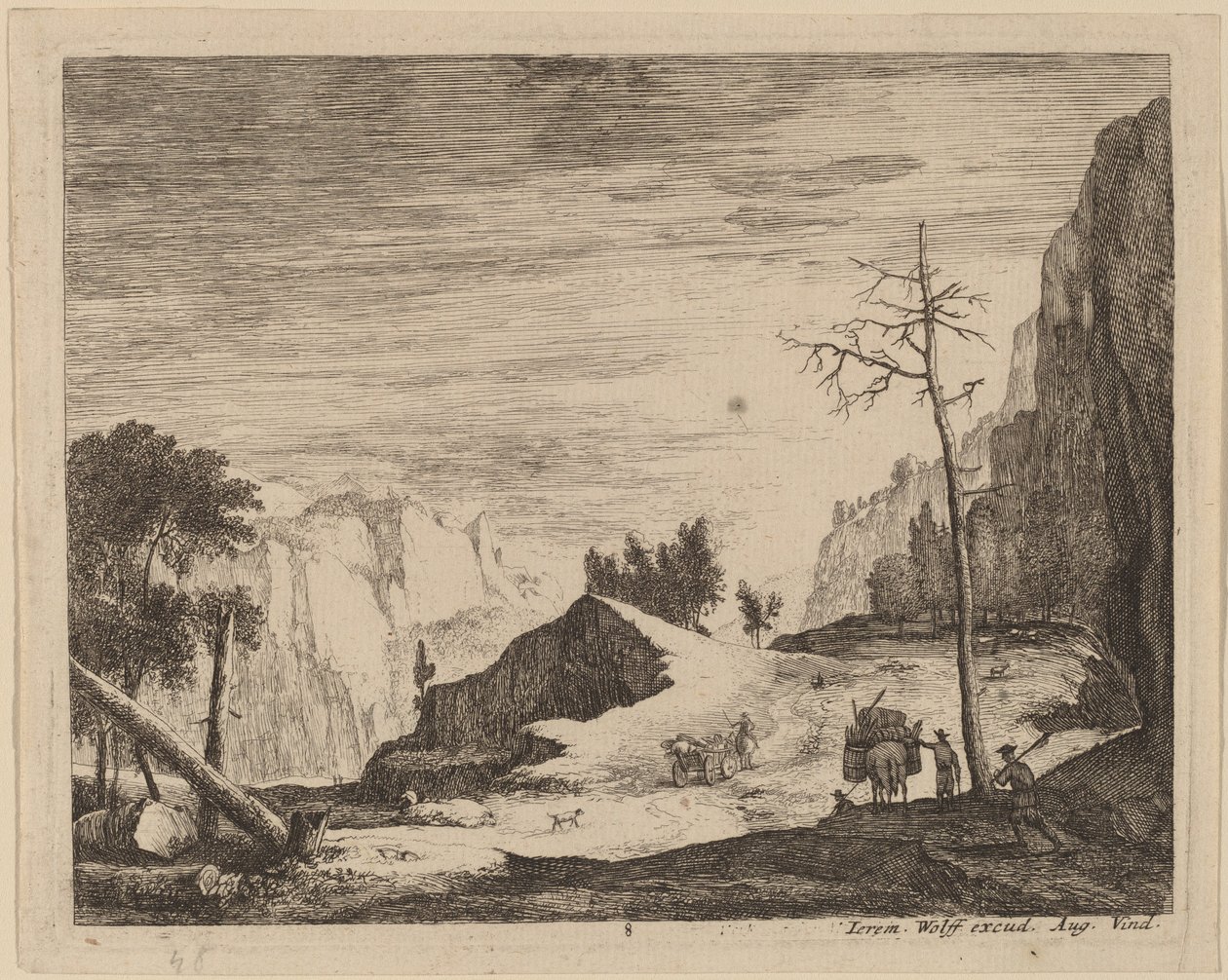 Mountainous Landscape with a Cart: pl.8 by Roelant Roghman and Melchior Küsel
