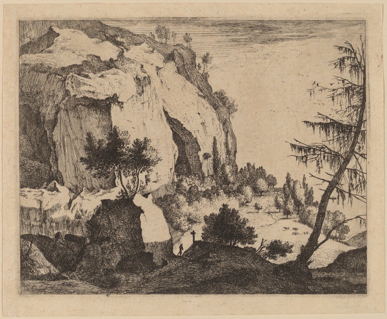 Rocky Landscape with Fir by Roelant Roghman and Melchior Küsel