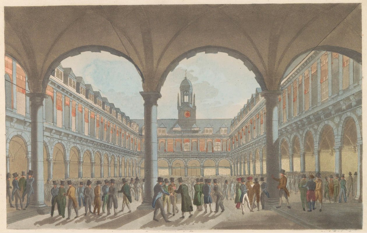 Stock Exchange in Amsterdam, ca. 1825 by Roelof van der Meulen