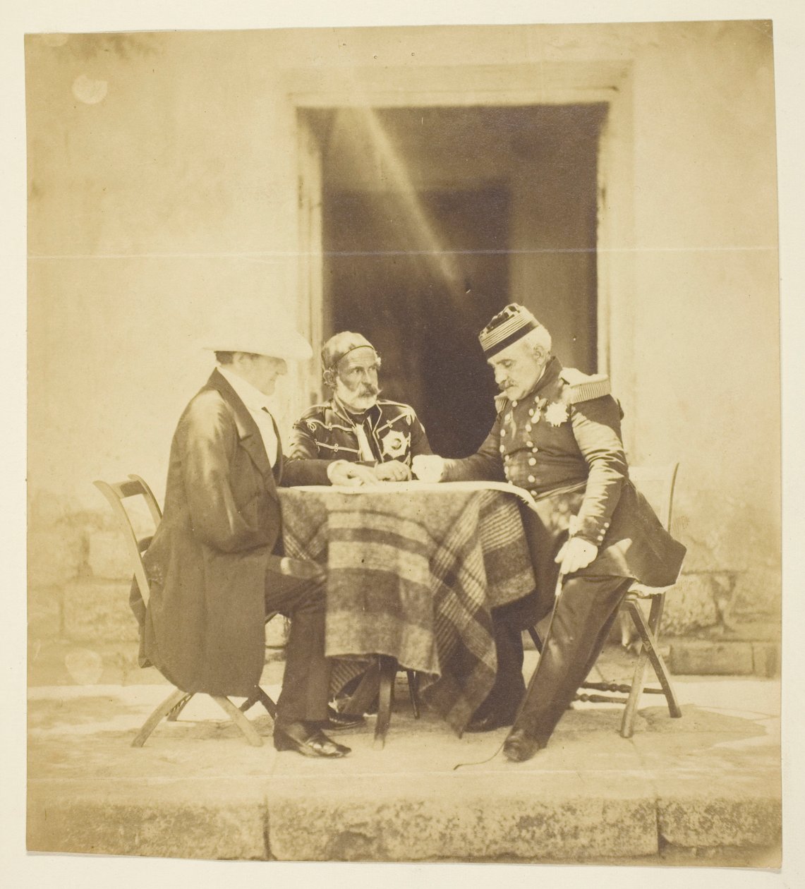 A Council of War: Lord Raglan, Omar Pacha and Pelissier, Taken the Eve Before the Taking of the Mankelen, Crimea by Roger Fenton