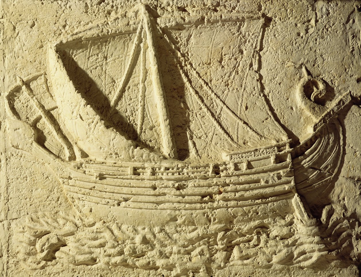 Relief of a Boat from a Sarcophagus (detail) by Roman