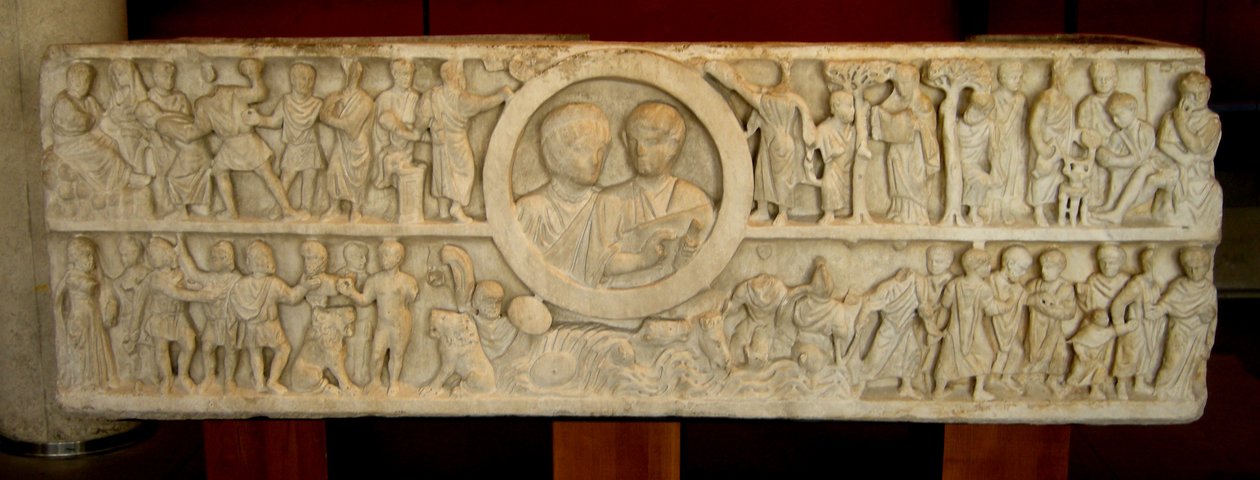Sarcophagus of a Couple with Scenes from the Old and New Testaments by Roman