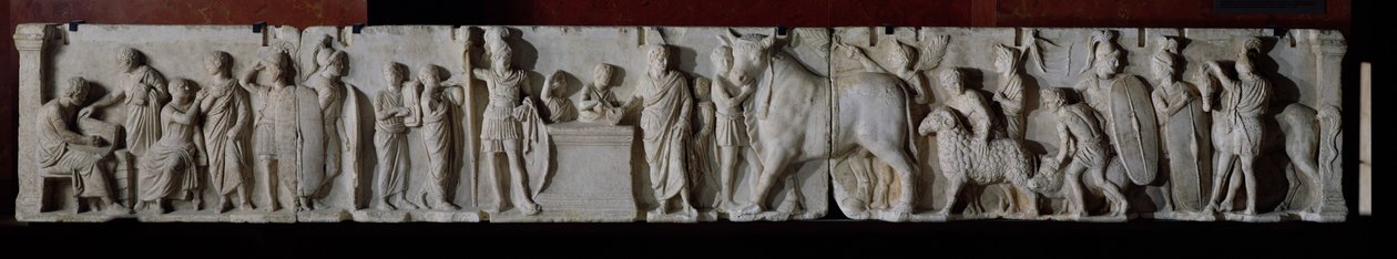 Taking the Census and the Sacrifice of a Bull, a Ram and a Pig in Honour of the God Mars, Frieze from the Altar of Domitius Ahenobarbus, from the Temple of Neptune, Rome by Roman