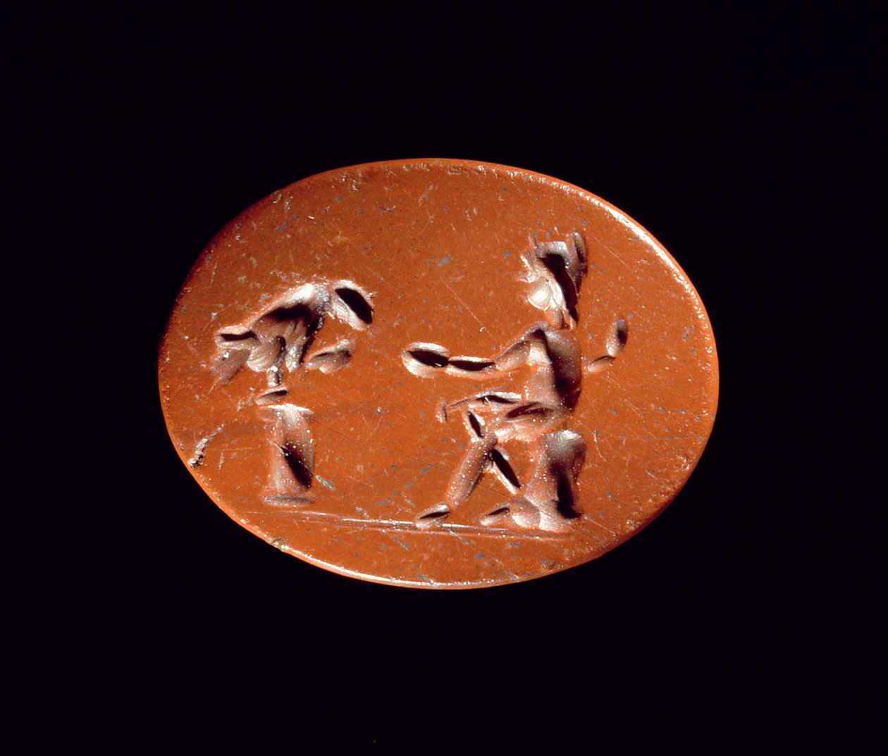 Intaglio showing Ganymede Feeding the Eagle, from the Roman site at Newstead, Melrose by Roman Roman