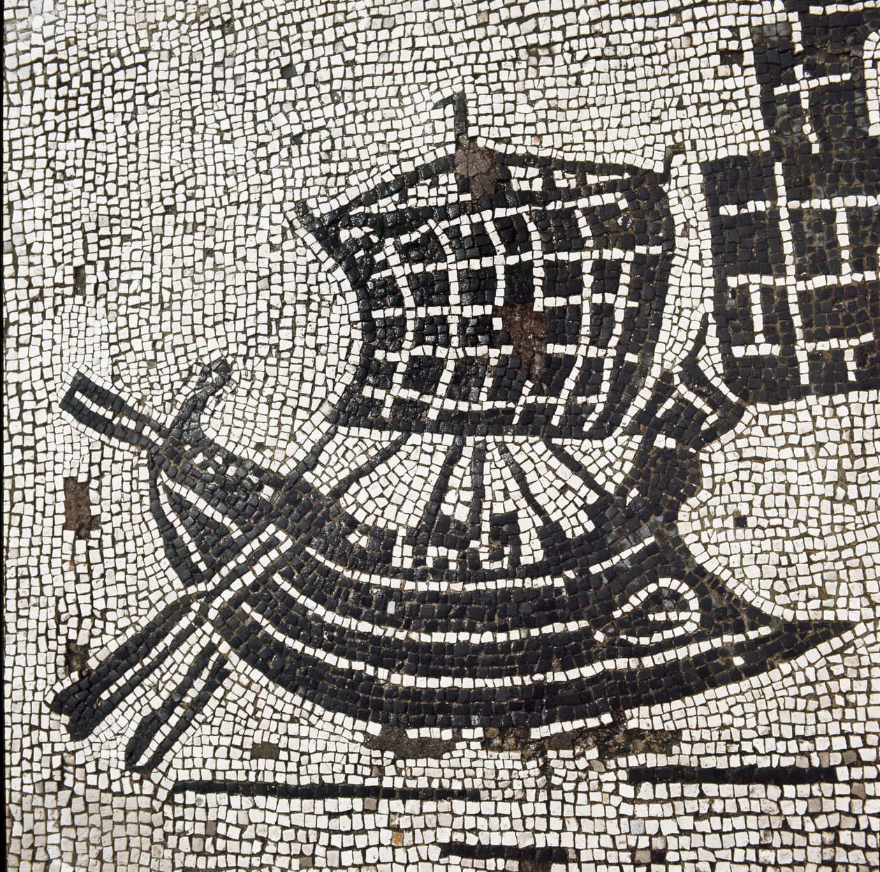 A ship in the port of Ostia (mosaic) by Roman