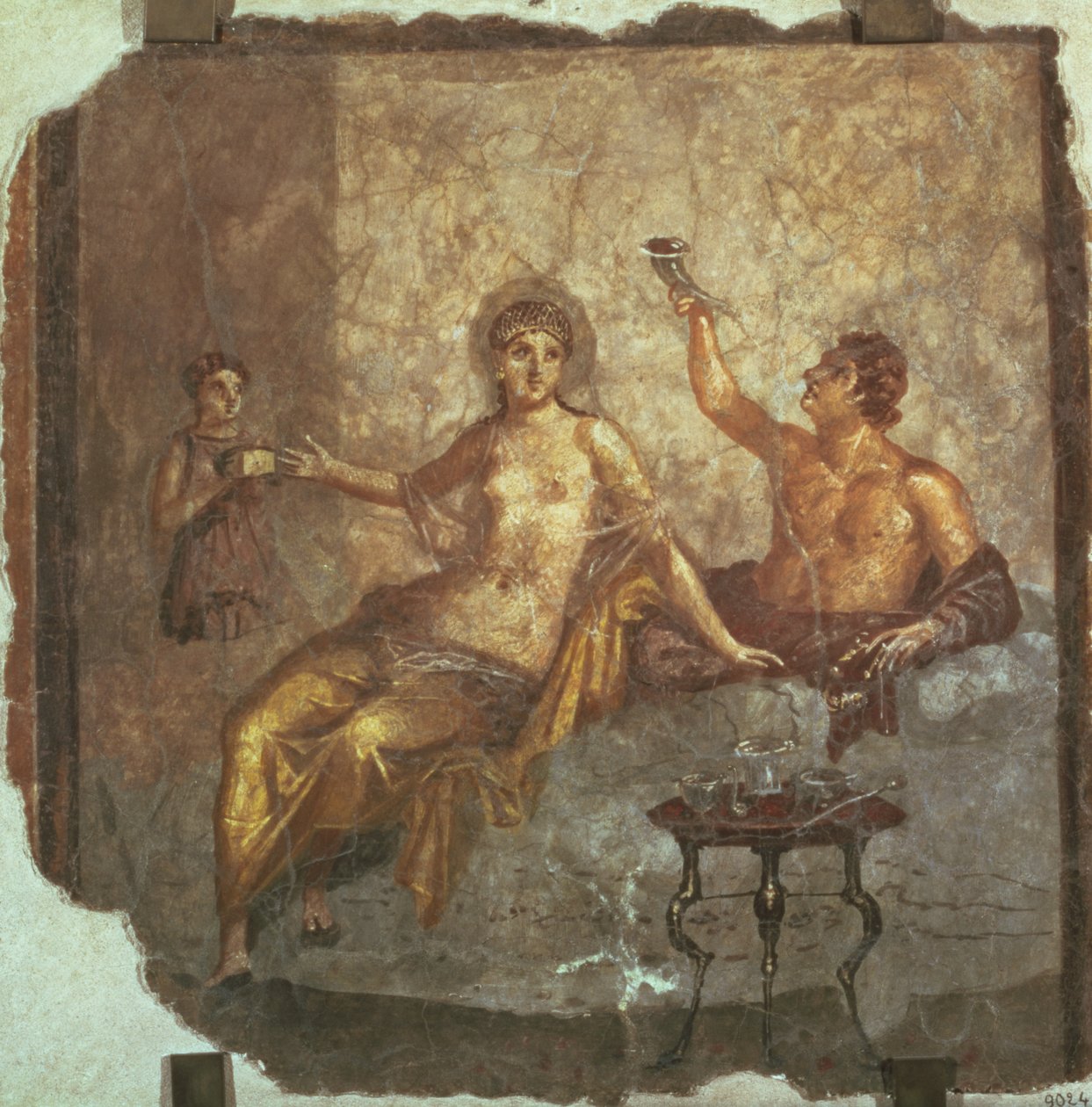 Banqueting Couple with a Slave, from Herculaneum by Roman