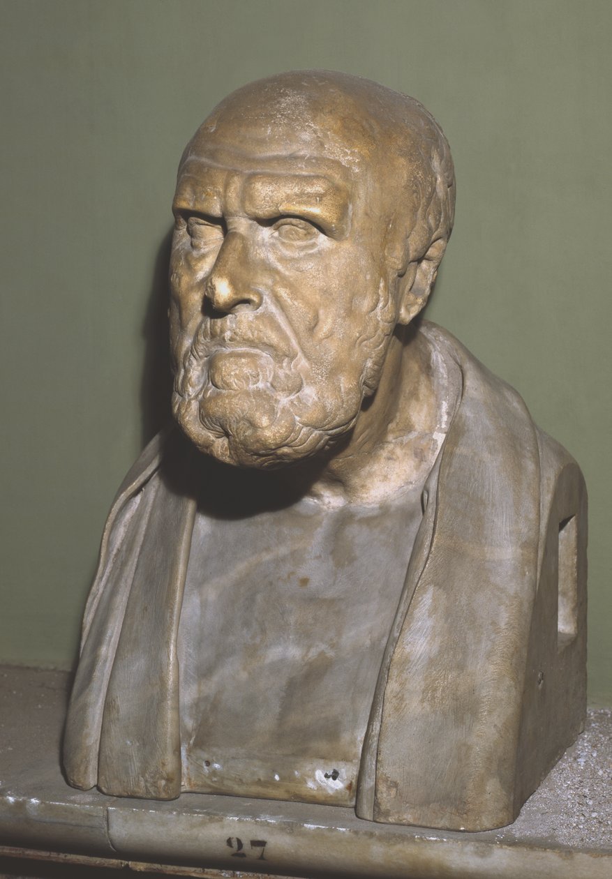 Bust of Chrysippus of Soli, Roman Copy of Hellenistic Original by Roman
