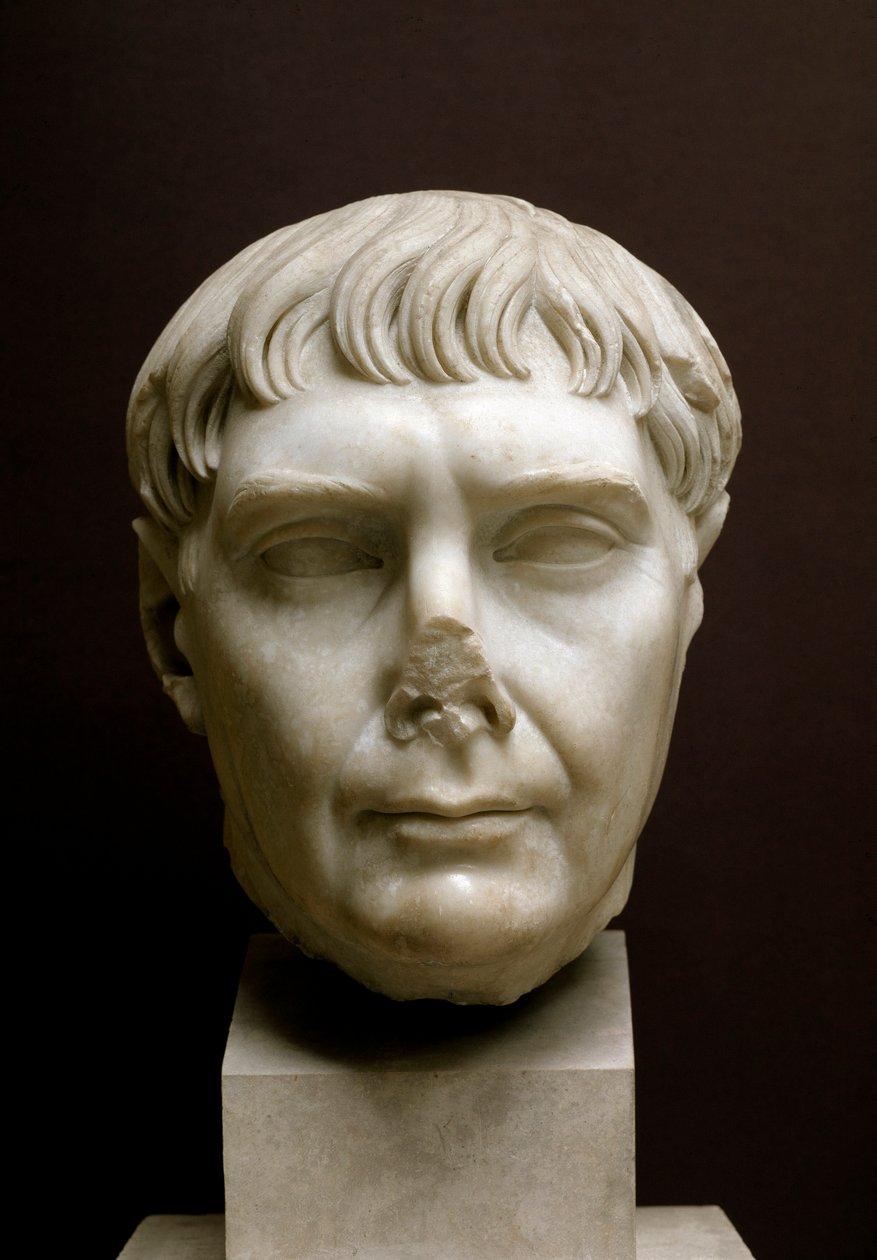 Head of the Emperor Trajan, 2nd Century (Marble sculpture) by Roman