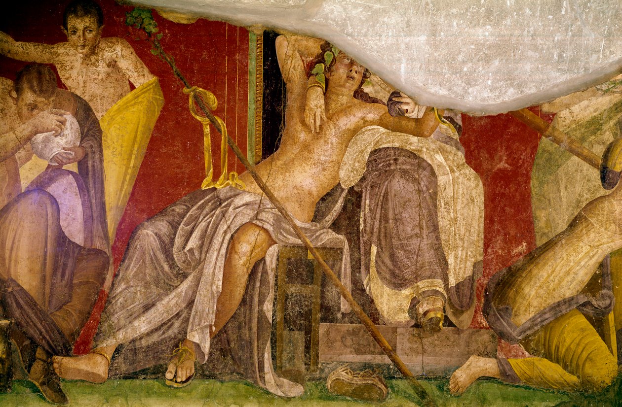 Initiation Rites of the Cult of Dionysus, Fresco from the Villa Dei Mysteri by Roman